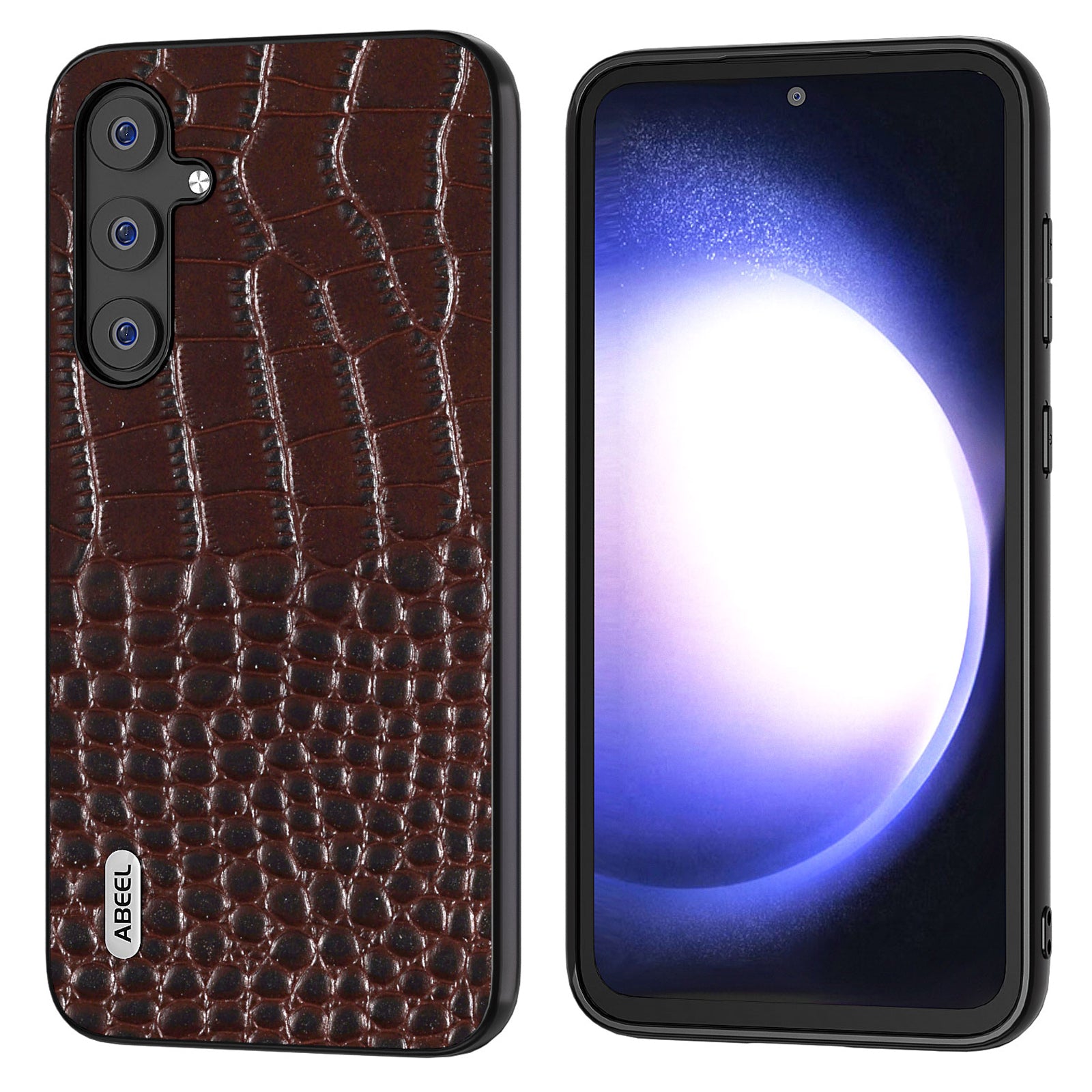 ABEEL For Samsung Galaxy S23 FE Crocodile Texture Genuine Cow Leather PC TPU Phone Case Shockproof Cover ABEEL For Samsung Galaxy S23 FE Crocodile Texture Genuine Cow Leather PC TPU Phone Case Shockproof Cover